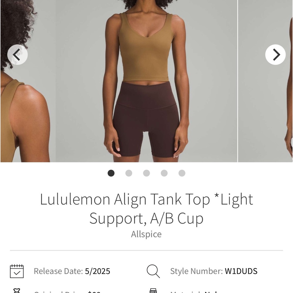 lululemon athletica Allspice Align Tank Top - All Spice NWT SOLD OUT COLOR